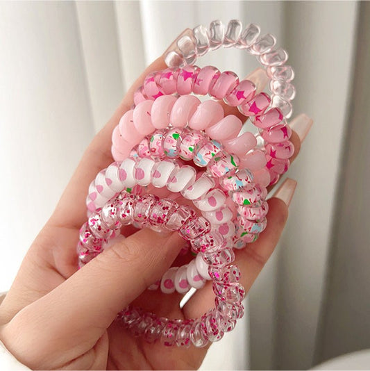 6-Piece Resin Telephone Line Hair Ropes - Enchanting Top