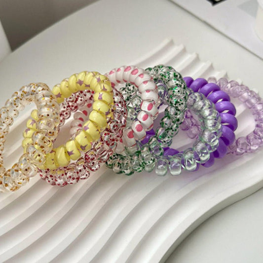 6-Piece Resin Telephone Line Hair Ropes - Enchanting Top