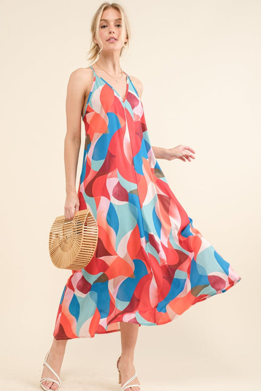 And the Why Printed Crisscross Back Cami Dress - Enchanting Top