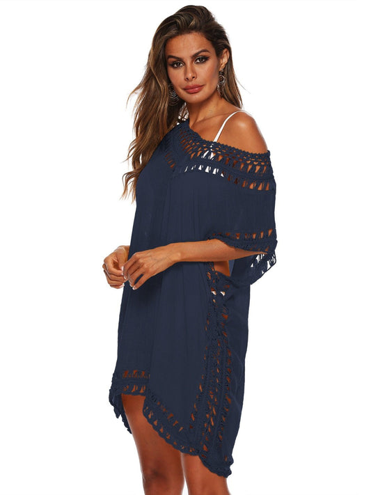 Cutout V-Neck Short Sleeve Cover-Up - Enchanting Top