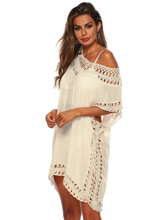 Cutout V-Neck Short Sleeve Cover-Up - Enchanting Top