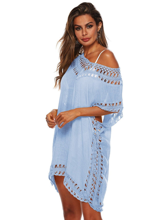 Cutout V-Neck Short Sleeve Cover-Up - Enchanting Top