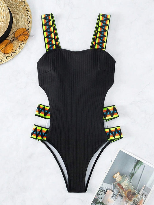 Cutout Wide Strap One-Piece Swimwear - Enchanting Top