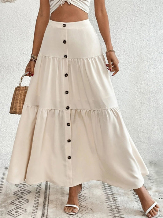 Decorative Button Tiered Skirt - Enchanting Top