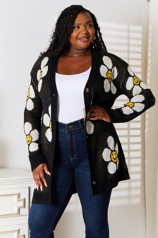 Double Take Floral Button Down Longline Cardigan - Enchanting Top