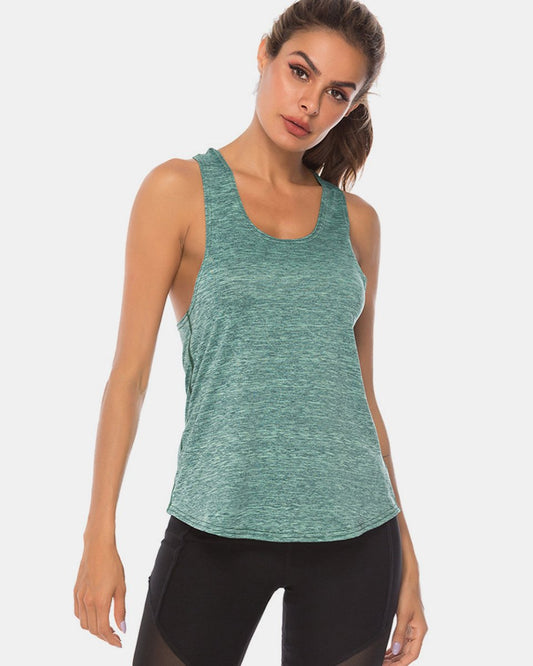 Full Size Scoop Neck Wide Strap Active Tank - Enchanting Top