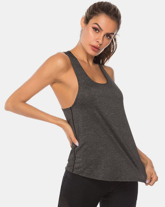 Full Size Scoop Neck Wide Strap Active Tank - Enchanting Top