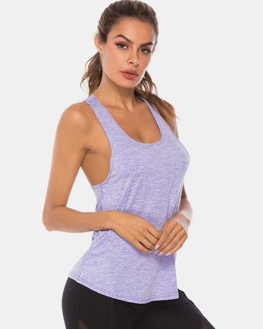 Full Size Scoop Neck Wide Strap Active Tank - Enchanting Top