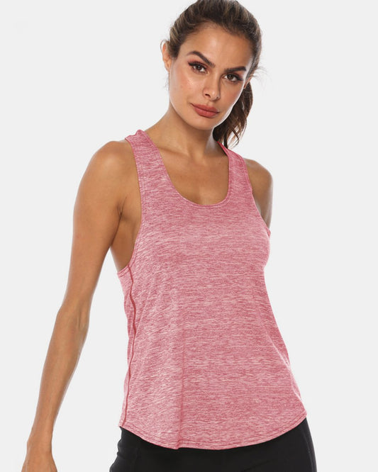 Full Size Scoop Neck Wide Strap Active Tank - Enchanting Top