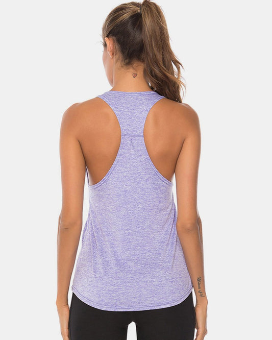 Full Size Scoop Neck Wide Strap Active Tank - Enchanting Top