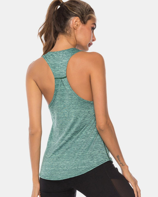 Full Size Scoop Neck Wide Strap Active Tank - Enchanting Top