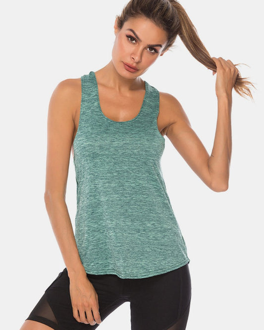 Full Size Scoop Neck Wide Strap Active Tank - Enchanting Top