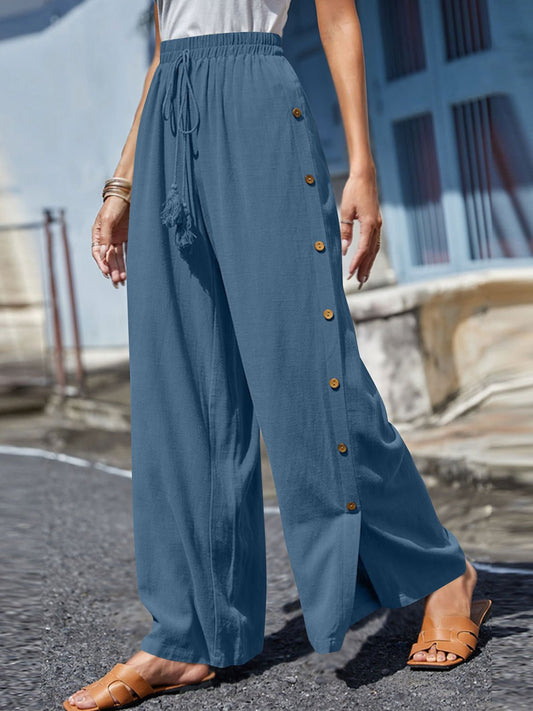 Full Size Tassel Wide Leg Pants - Enchanting Top