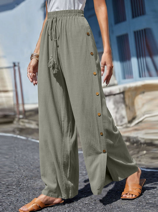 Full Size Tassel Wide Leg Pants - Enchanting Top