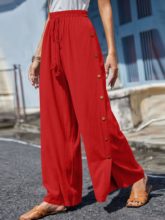 Full Size Tassel Wide Leg Pants - Enchanting Top