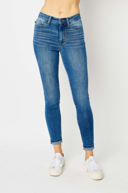 Judy Blue Full Size Cuffed Hem Skinny Jeans - Enchanting Top