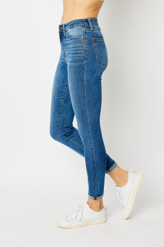 Judy Blue Full Size Cuffed Hem Skinny Jeans - Enchanting Top