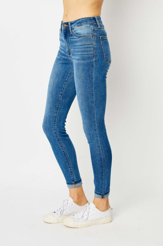 Judy Blue Full Size Cuffed Hem Skinny Jeans - Enchanting Top