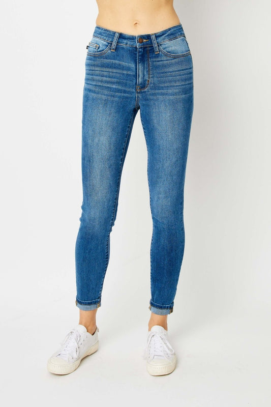 Judy Blue Full Size Cuffed Hem Skinny Jeans - Enchanting Top