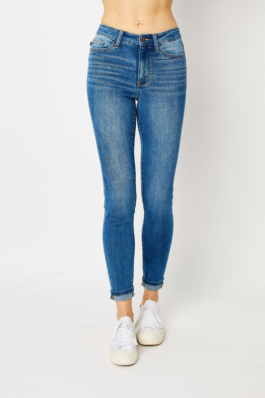 Judy Blue Full Size Cuffed Hem Skinny Jeans - Enchanting Top