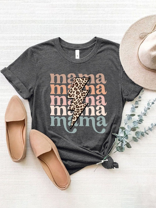 MAMA Round Neck Short Sleeve T-Shirt - Enchanting Top