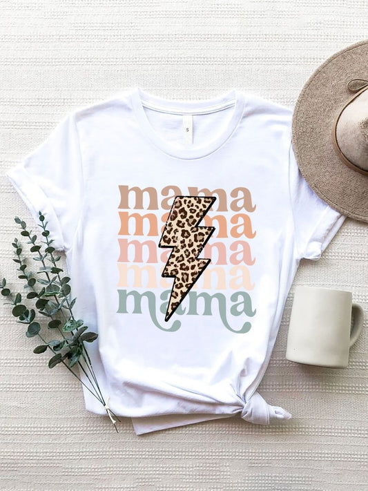 MAMA Round Neck Short Sleeve T-Shirt - Enchanting Top