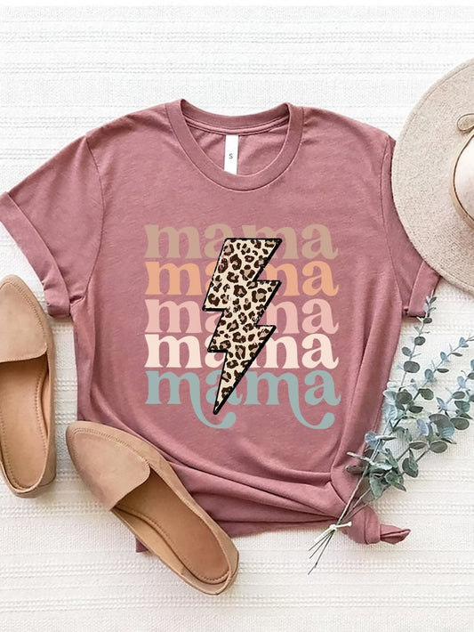 MAMA Round Neck Short Sleeve T-Shirt - Enchanting Top