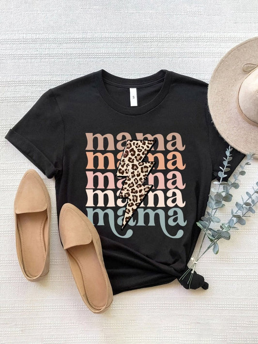 MAMA Round Neck Short Sleeve T-Shirt - Enchanting Top