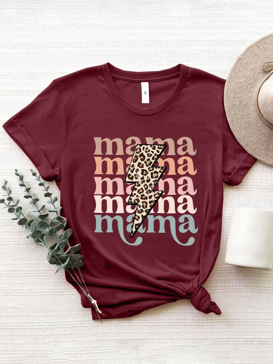 MAMA Round Neck Short Sleeve T-Shirt - Enchanting Top