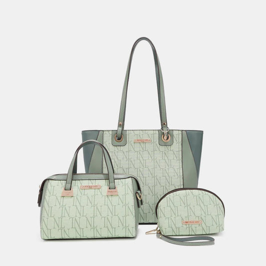 Nicole Lee USA 3-Piece Letter Print Texture Handbag Set - Enchanting Top