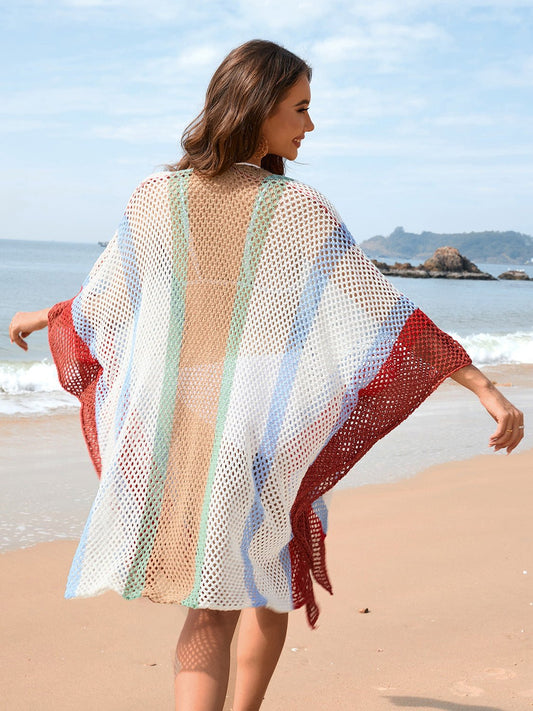 Openwork Color Block Plunge Cover-Up - Enchanting Top