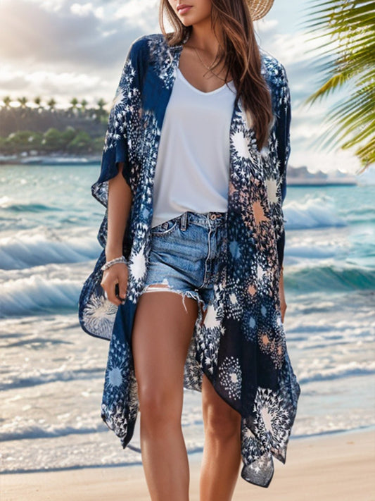 Printed Open Front Cover-Up - Enchanting Top