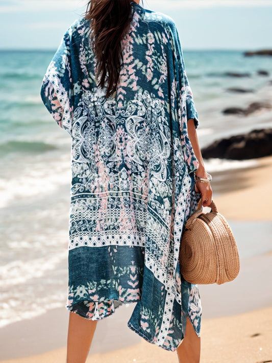 Printed Open Front Cover-Up - Enchanting Top