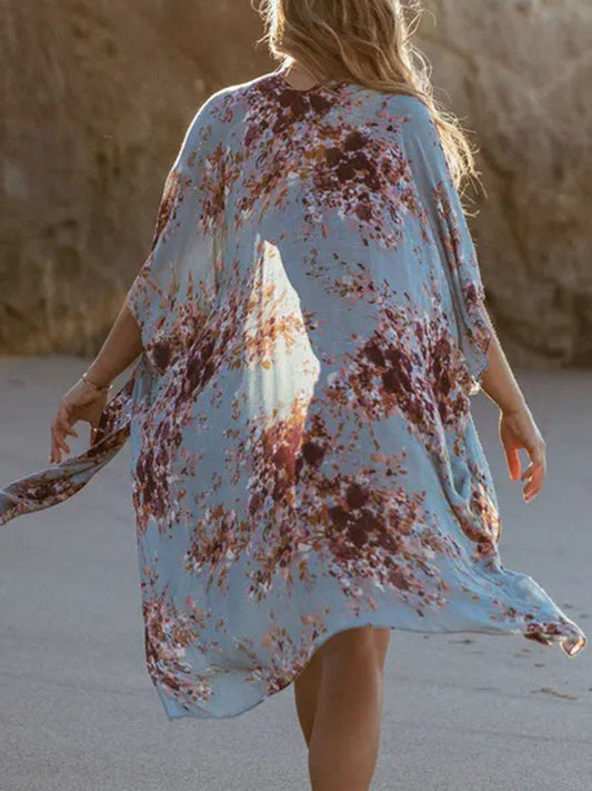 Printed Open Front Cover-Up - Enchanting Top