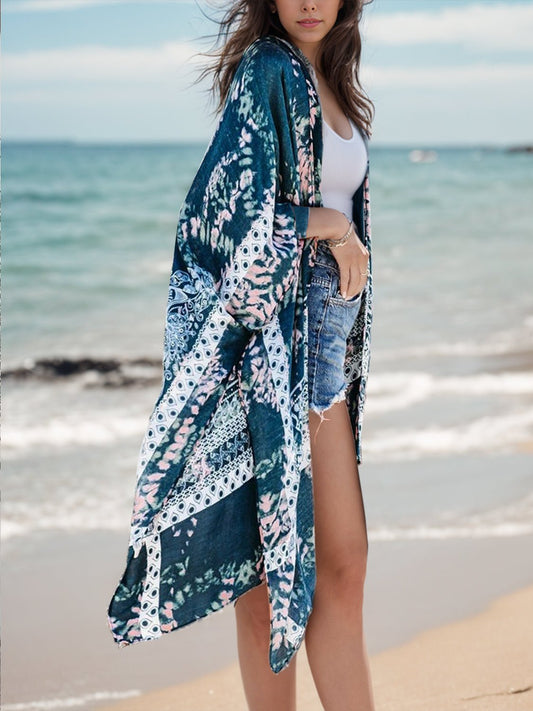 Printed Open Front Cover-Up - Enchanting Top