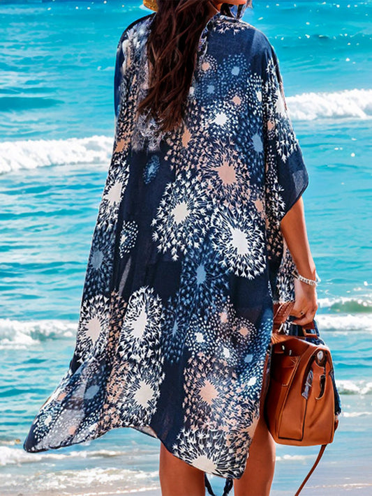 Printed Open Front Cover-Up - Enchanting Top