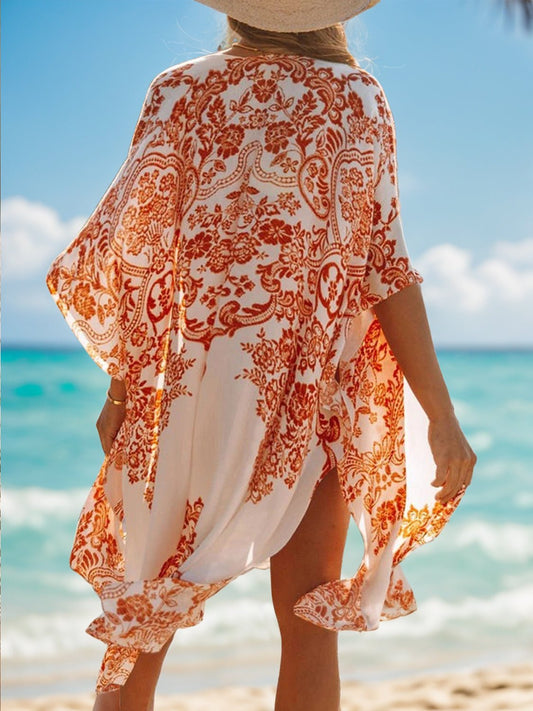 Printed Open Front Cover-Up - Enchanting Top