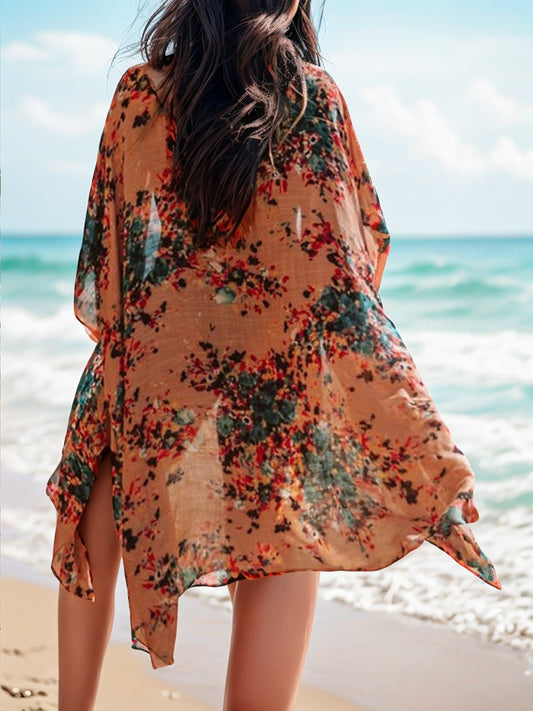 Printed Open Front Cover-Up - Enchanting Top