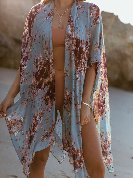 Printed Open Front Cover-Up - Enchanting Top