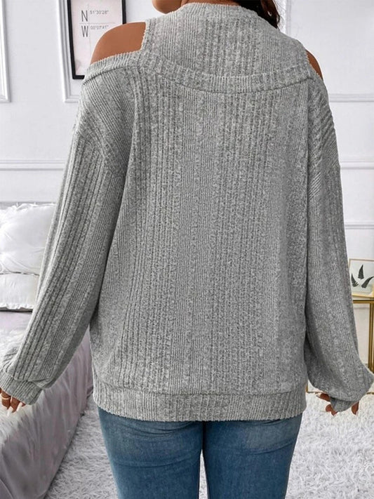 Round Neck Cold Shoulder Sweater - Enchanting Top