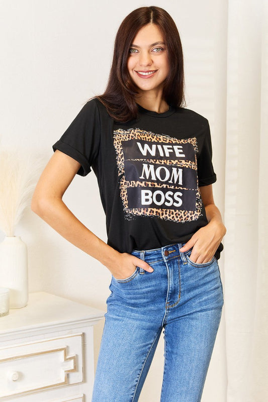 Simply Love WIFE MOM BOSS Leopard Graphic T-Shirt - Enchanting Top