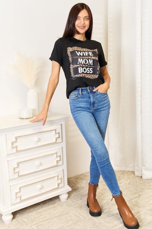 Simply Love WIFE MOM BOSS Leopard Graphic T-Shirt - Enchanting Top