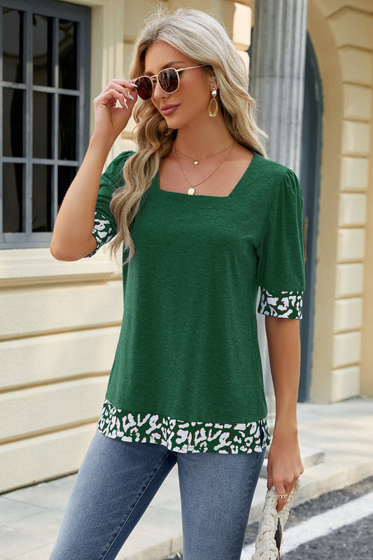 Square Neck Half Sleeve T-Shirt - Enchanting Top