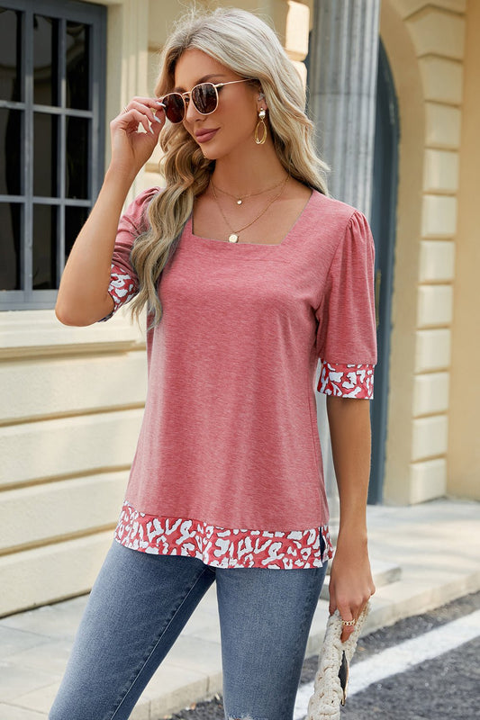 Square Neck Half Sleeve T-Shirt - Enchanting Top