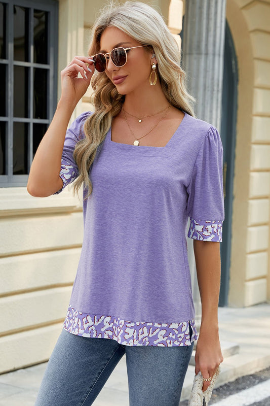 Square Neck Half Sleeve T-Shirt - Enchanting Top