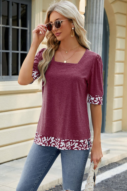 Square Neck Half Sleeve T-Shirt - Enchanting Top