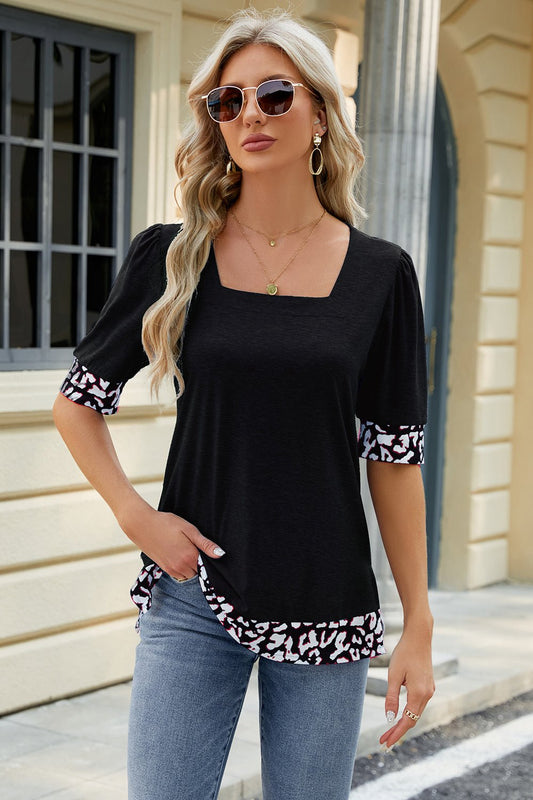 Square Neck Half Sleeve T-Shirt - Enchanting Top