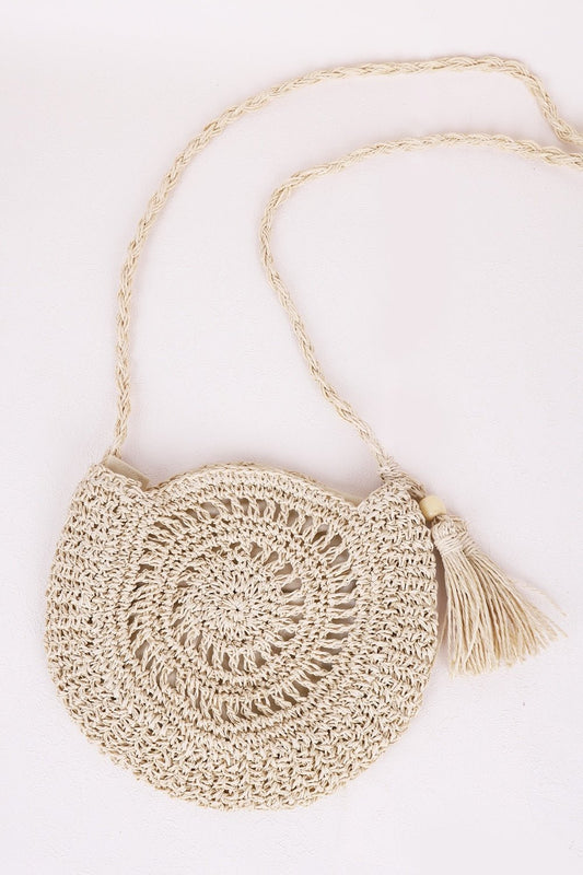 Tassel Straw Braided Strap Shoulder Bag - Enchanting Top