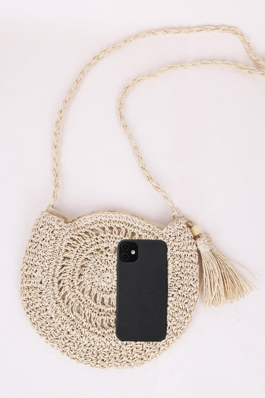 Tassel Straw Braided Strap Shoulder Bag - Enchanting Top