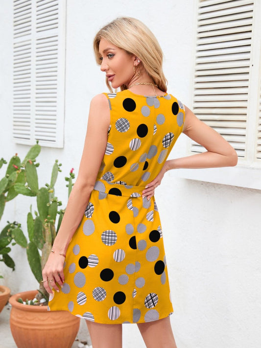 Tied Polka Dot V-Neck Dress - Enchanting Top